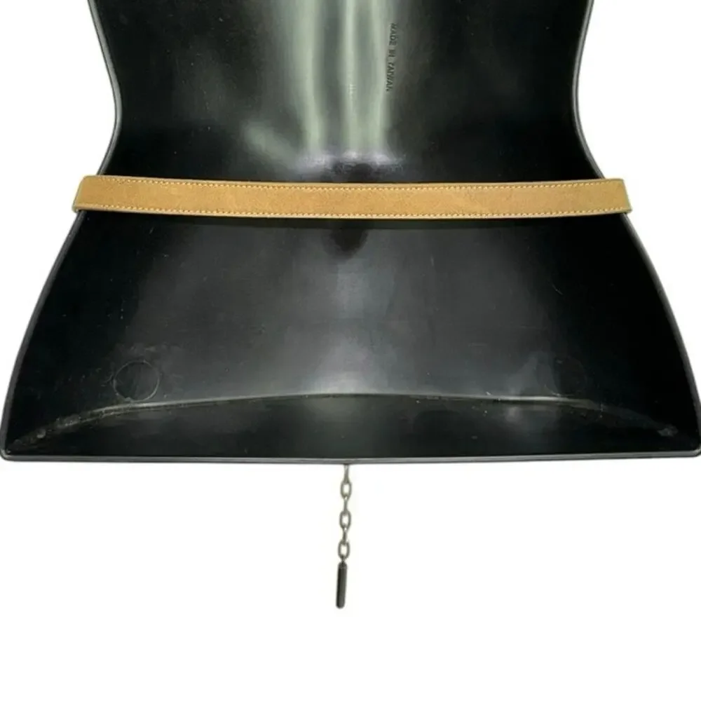 Elite Tan Faux Leather Skinny Chain Belt Turquoise Stone Western Boho Small‎